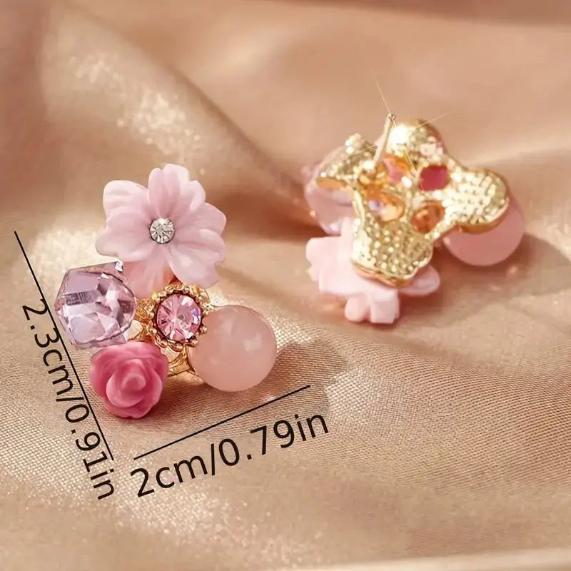 1 Pair of Retro Purple and Pink Flower Earrings Zhejiang,China