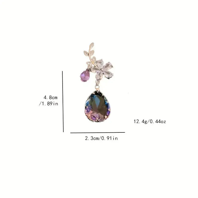 Flower &amp; Teardrop Shape Zirconia Drop Dangle Earrings Zhejiang,China