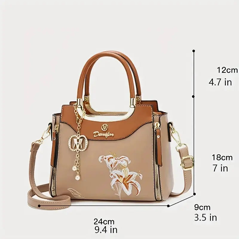 Elegant Women Floral Embroidered Handbag with Golden &nbsp;Zhejiang,China