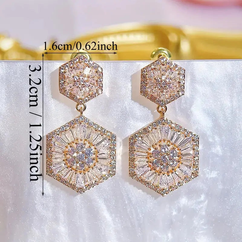 Golden Jewelry Hexagonal Drop Earrings Guangdong,China