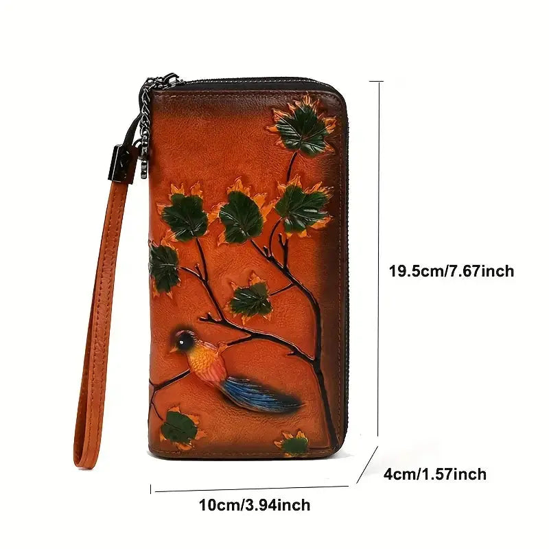Vintage Floral Embossed genuine Leather Wallet Guangdong,China